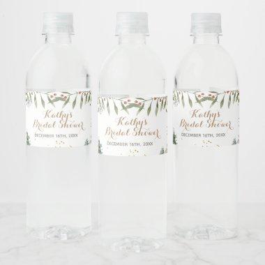 Winter Floral Bridal Shower Water Bottle Label