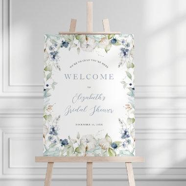 Winter Floral Frame Bridal Shower Welcome Sign