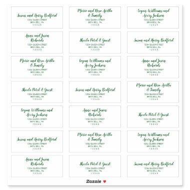 Winter Floral |Green Wedding Guest Address Labels