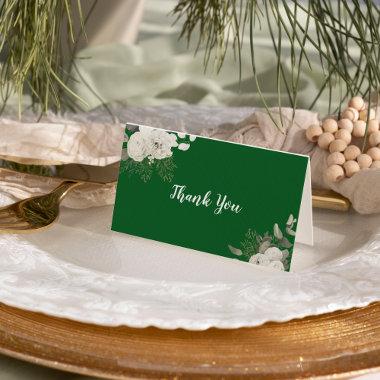 Winter Floral | Green Wedding Thank You Invitations
