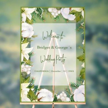 Winter floral greenery Frosted Wedding Welcome Acrylic Sign