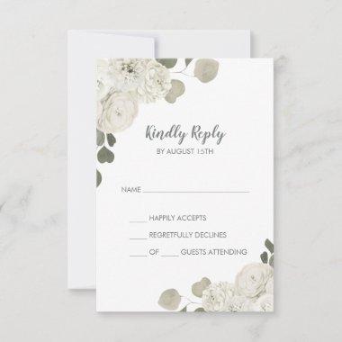 Winter Floral Simple Wedding RSVP Card