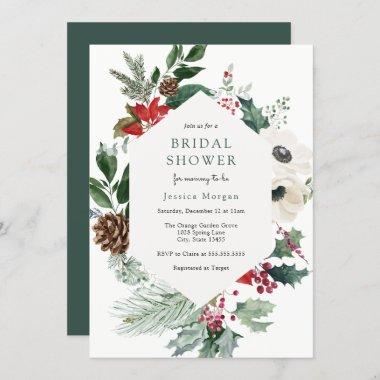 Winter Florals and Greenery Bridal Shower Invitations