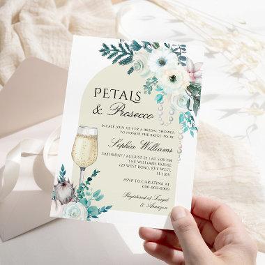 Winter Flower Arch Petals & Prosecco Bridal Shower Invitations