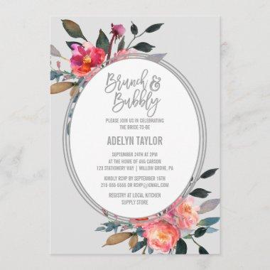 Winter Flower Wreath Brunch and Bubbly Invitations