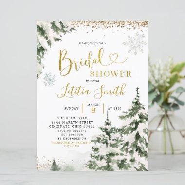 Winter Forest Conifer Tree Bridal Shower Invite