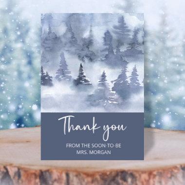 Winter Forest Navy Blue Bridal Shower thank you Invitations