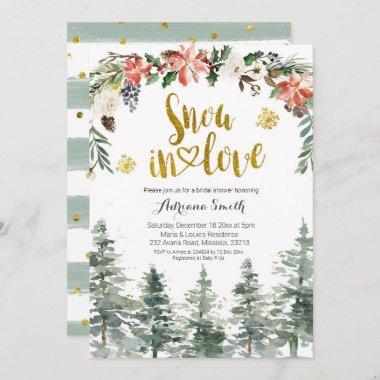 Winter Forest Snow in Love Bridal shower Invitations