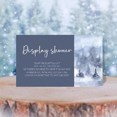 Winter Forest Watercolor Navy Blue Display shower Enclosure Invitations