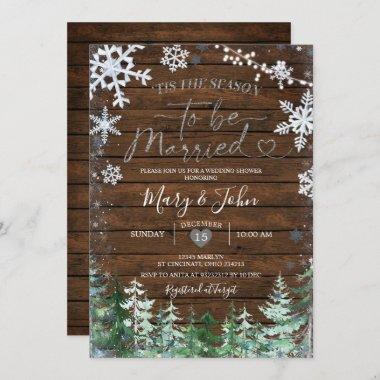 Winter Forest Wood Snowflake Wedding Christmas Invitations