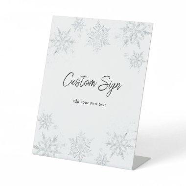 Winter Glittery Snowflake Custom Text Pedestal Sig Pedestal Sign