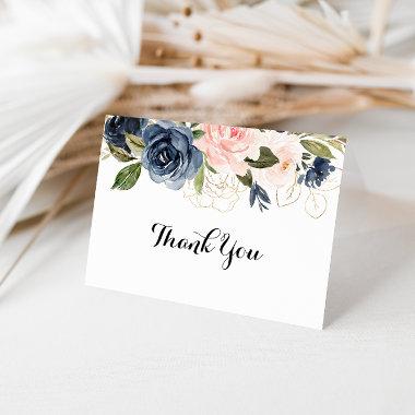 Winter Gold Floral Folded Wedding Thank You Invitations