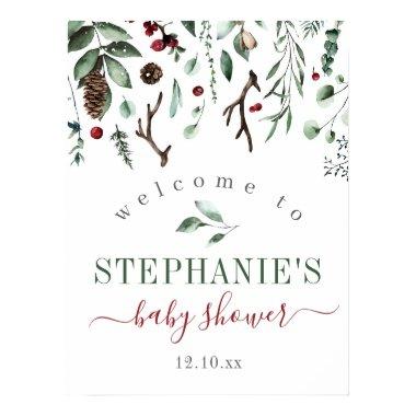 Winter Greenery Baby or  Welcome Sign