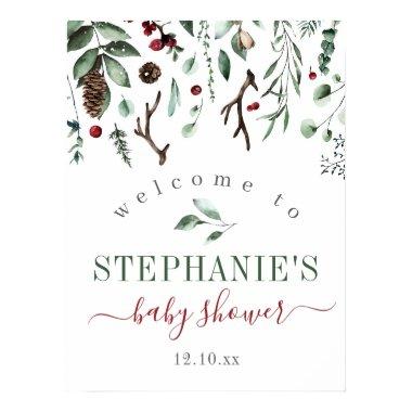 Winter Greenery Baby or Bridal Shower Welcome Sign