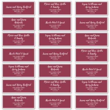 Winter Greenery Burgundy Wedding Guest Sticker