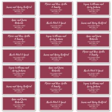 Winter Greenery Burgundy Wedding Guest Sticker