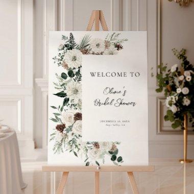 Winter Greenery Floral  Welcome Foam Board