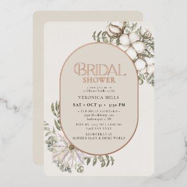 Winter Greenery Floral Oval  Foil