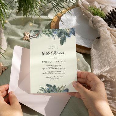 Winter Greenery | Ivory Bridal Shower Invitations