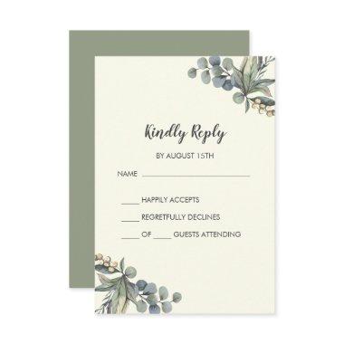 Winter Greenery | Ivory Simple Wedding RSVP Card