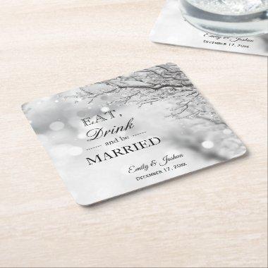 Winter Ice | Eat Drink Be Married Wedding Square Paper Coaster