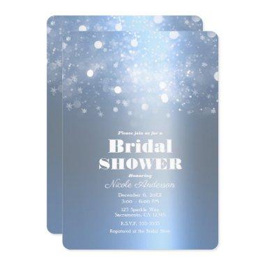 Winter Icy Blue Sparkling Lights Bridal Shower Invitations