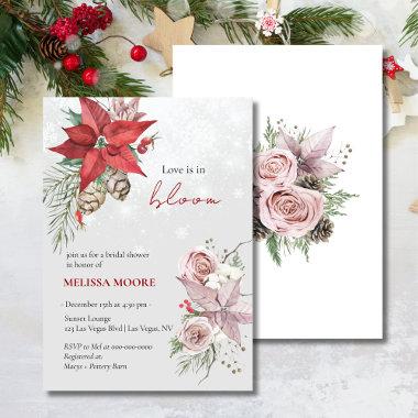 Winter Love Is In Bloom Bridal Shower Poinsettia Invitations
