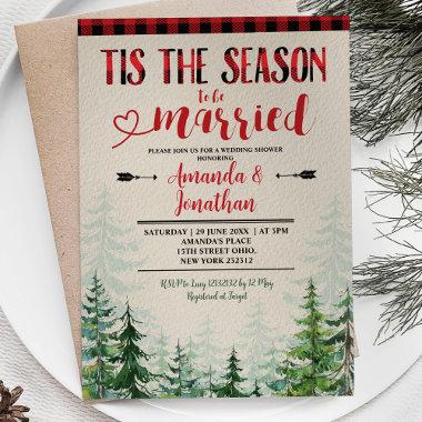 Winter Lumberjack Tis the Season to Be Married Invitations