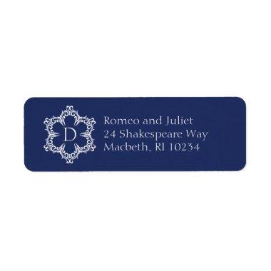 Winter Monogram D Address Label in Navy