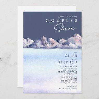 Winter Mountain Evening Couples Shower Invitations
