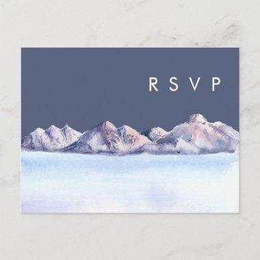 Winter Mountain Evening Wedding RSVP PostInvitations
