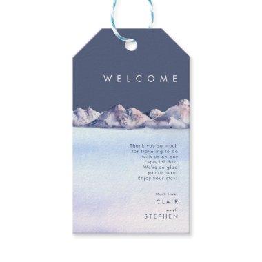 Winter Mountain Evening Wedding Welcome Gift Tags
