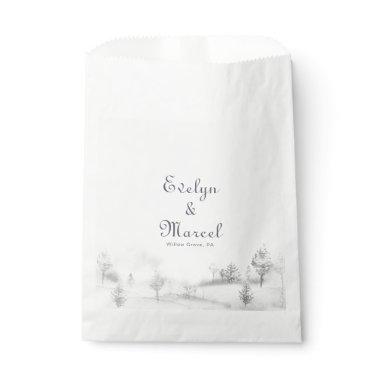 Winter Mountain Forest Minimalist Wedding Favor Bag