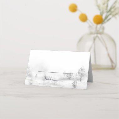 Winter Mountain Forest Wedding Place Invitations