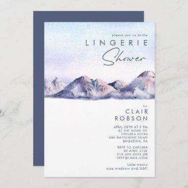 Winter Mountain Sunset Lingerie Shower Invitations