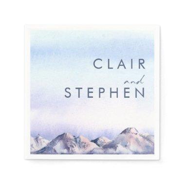 Winter Mountain Sunset Wedding Napkins