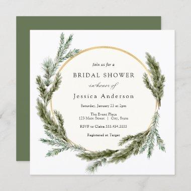 Winter Pine Evergreen Bridal Shower Invitations