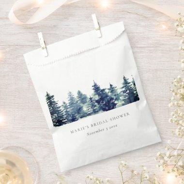 Winter Pine Forest Snow Watercolor Bridal Shower Favor Bag