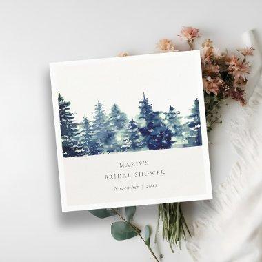 Winter Pine Forest Snow Watercolor  Napkins