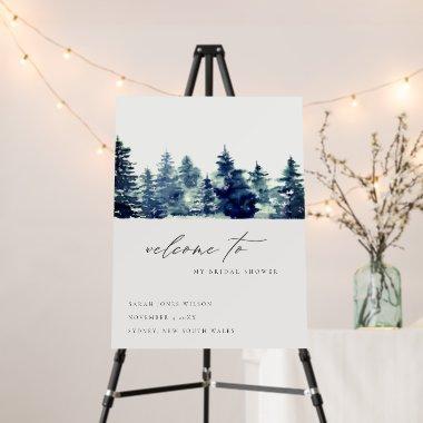 Winter Pine Forest Snowfall Bridal Shower Welcome Foam Board