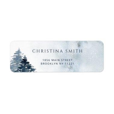 Winter pine tree return address label