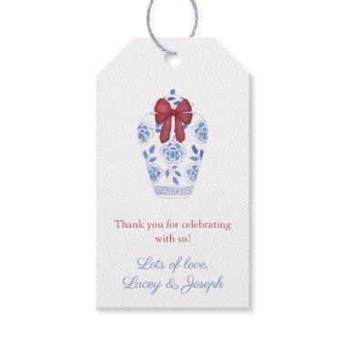 Winter Red Bow Ginger Jar  Favor Tag