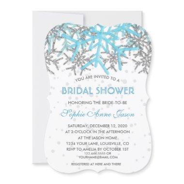 Winter Silver Blue Snowflakes