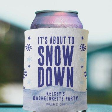 Winter Skiing Snow Snowflake Bachelorette Party Can Cooler