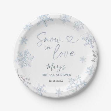 Winter Snow in Love Snowflake  Paper Plates