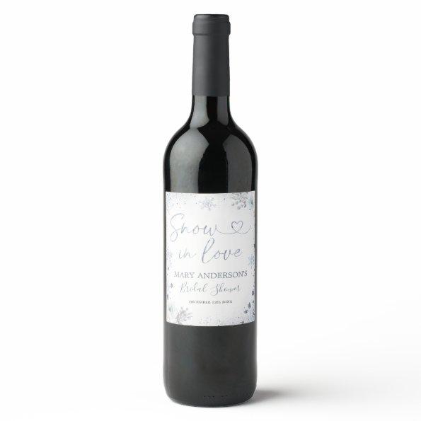 Winter Snow in Love Snowflake  Wine Label