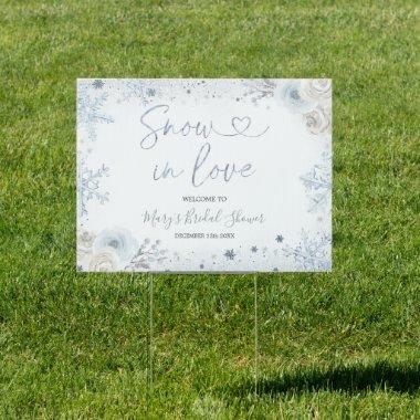 Winter Snow in Love Snowflake Bridal Welcome Yard Sign