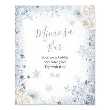 Winter Snow in Love Snowflake Shower Mimosa Bar Poster