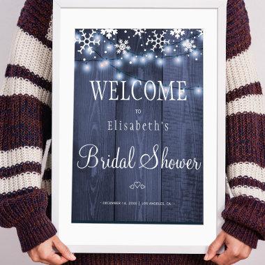 Winter snow lights bridal shower welcome sign
