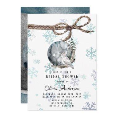 Winter Snow Owl Moon Watercolor